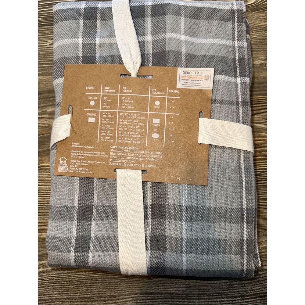 Cuisinart 60x84 Inch Plaid Cotton/Polyester Tablecloth Machine Wash NWT. - Picture 2 of 3